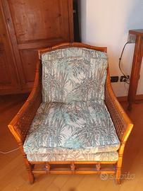 Set poltrone vintage in legno e rattan