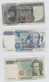 ITALIA 8 banconote lire +1 lira biglietto di stato