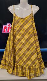 Abito svasato tessuto scozzese giallo TwinSet 
