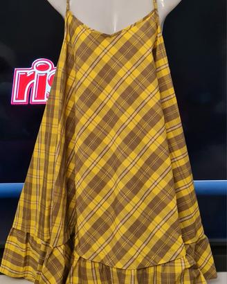 Abito svasato tessuto scozzese giallo TwinSet 