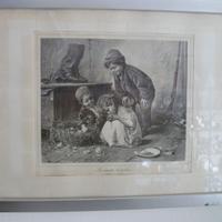 Quadro stampa nascita dei pulcini 47 X 35 vintage