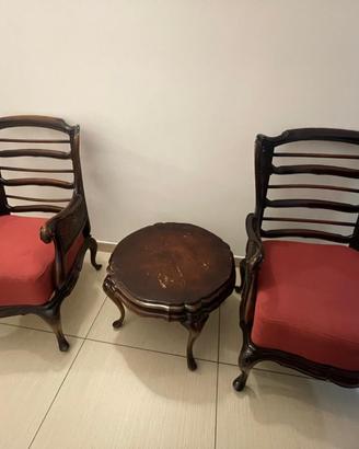 Poltrone e tavolino vintage in stile Luigi XV