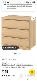 cassettiera Ikea Malm tinta legno chiaro NUOVA