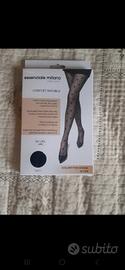 Collant velato elasticizzato nero a pois