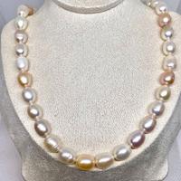 Collana vere perle d'acqua dolce grosse 8x12 mm