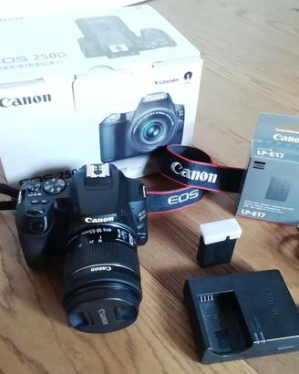 Canon EOS 250D + EF-S 18-55 mm. + seconda batteria