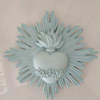 Cuore ex voto con raggi azzurro