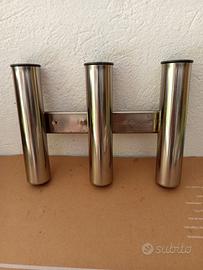 3 porta canne inox + 4 viti inox