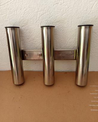 3 porta canne inox + 4 viti inox