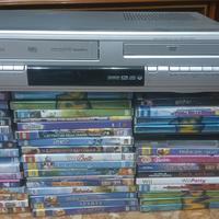 lettore dvd/vhs registratore + 45 dvd