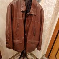 Giaccone da uomo in pelle marrone