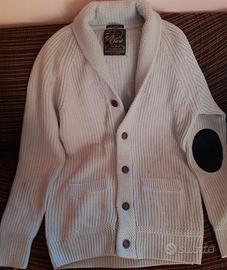 Cardigan ALCOTT TRICOT bottoni panna toppe XL