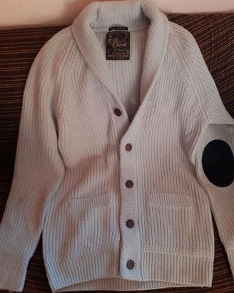 Cardigan ALCOTT TRICOT bottoni panna toppe XL