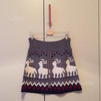 Zara gonna in lana grigio, bianco, blu e rosso