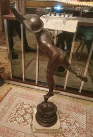 Antica Scultura Dio Mercurio Greco bronzo e marmo