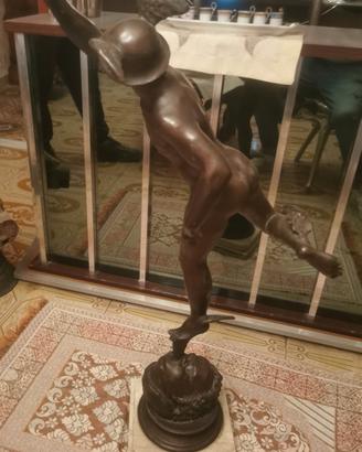 Antica Scultura Dio Mercurio Greco bronzo e marmo