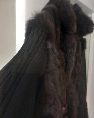 giacca cardigan in vera pelliccia