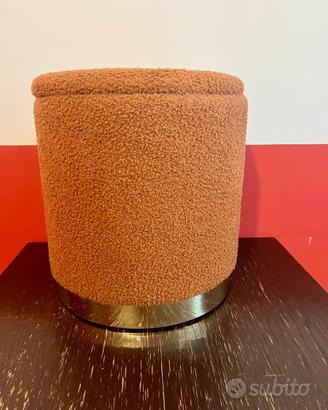Pouf Contenitore Grande in Tessuto Bouclé Marrone