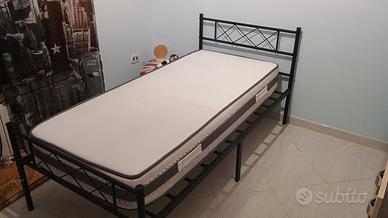 Letto singolo ferro battuto + marerasso