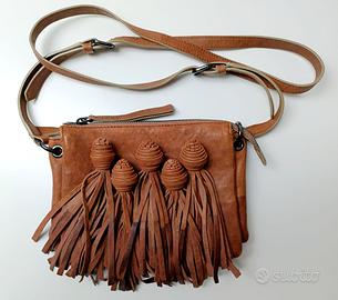 Borsa piccola spalla, pelle marrone zip Maliparmi