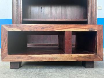 Tavolino Basso in Legno Massello - Ripiani Aperti