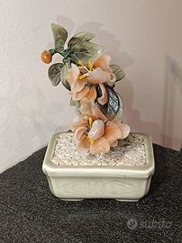 Bonsai Vintage Cinese in Giada e Fiori di Pesco 
