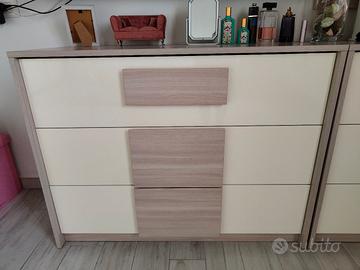 Cassettiera Moderna 3 Cassetti - Legno e avorio