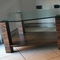 Tavolino artigianale in legno massiccio ebano e pi