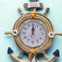 Orologio da Parete Timone Barca in Legno Nautico
