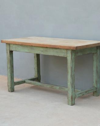 Tavolo rettangolare laccato Shabby Chic top rovere