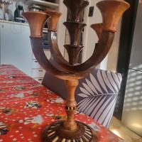 candelabro portacandela vintage in legno 