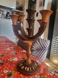 candelabro portacandela vintage in legno 