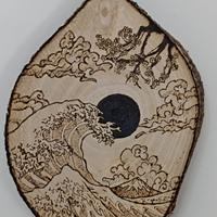 LA GRANDE ONDA PIROGRAFO SU LEGNO