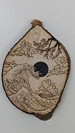 LA GRANDE ONDA PIROGRAFO SU LEGNO
