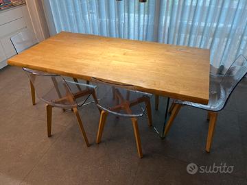 Tavolo legno massello 180x90cm + set 6 sedie