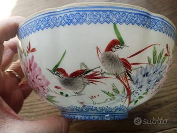 Ciotola antica Cinese a guscio d'uovo dipinta mano