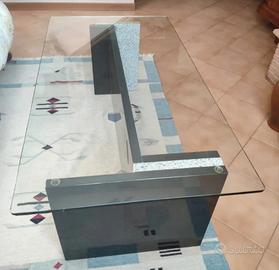 tavolino in vetro con base marmo