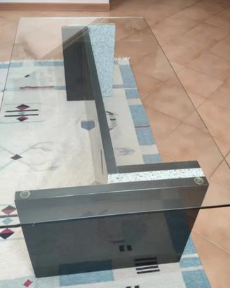 tavolino in vetro con base marmo