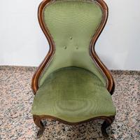 Poltroncina Vintage in Velluto Verde e Legno