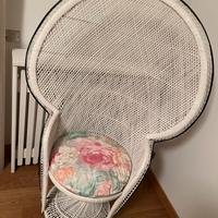 Sedia vimini vintage con cuscino