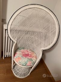 Sedia vimini vintage con cuscino