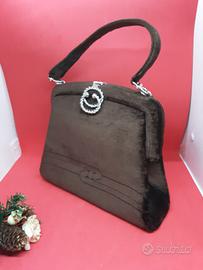 borsa in velluto liscio  degli anni 70 originale