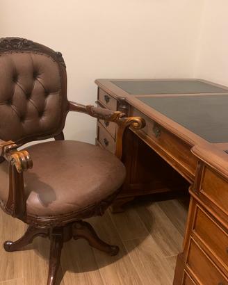 Fine ‘800 scrivania ministeriale con poltrona