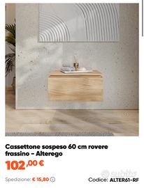 Cassettone sospeso 60 cm rovere frassino