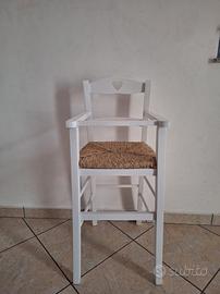 Sedia Seggiolone Bimbo in Legno Bianco – NUOVA mai