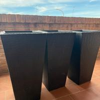 Vaso fioriera alta 70 80cm rattan piante fiori set