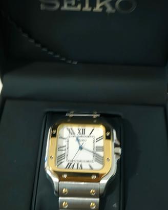 seiko mod santos two tone 