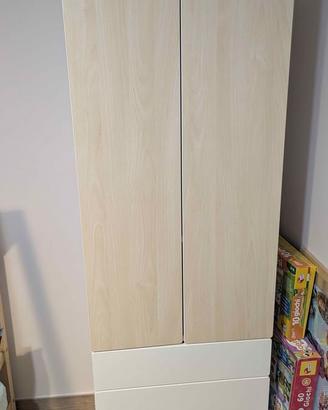 Armadio SMÅSTAD / PLATSA bianco/betulla con 3 cass