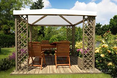 Gazebo in legno  300x300 cm con telo in PVC