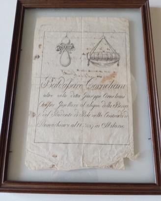 Raro documento subingresso gioiellerie Corneliani